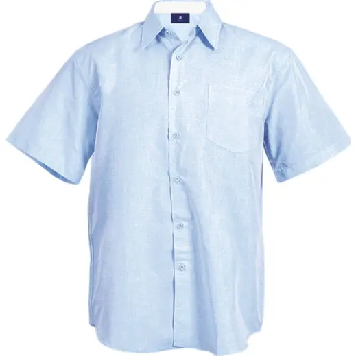 Mens Berlin Lounge Shirt Short Sleeve Sky Melange-White